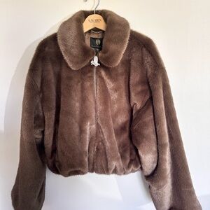 House of Harlow 1960 Chocolate Teddy Jacket